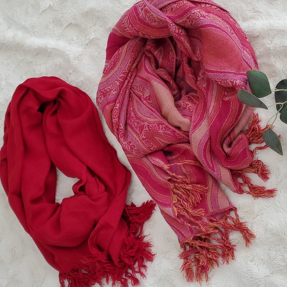 Scarf Set - Red + Pink - Picture 2 of 7